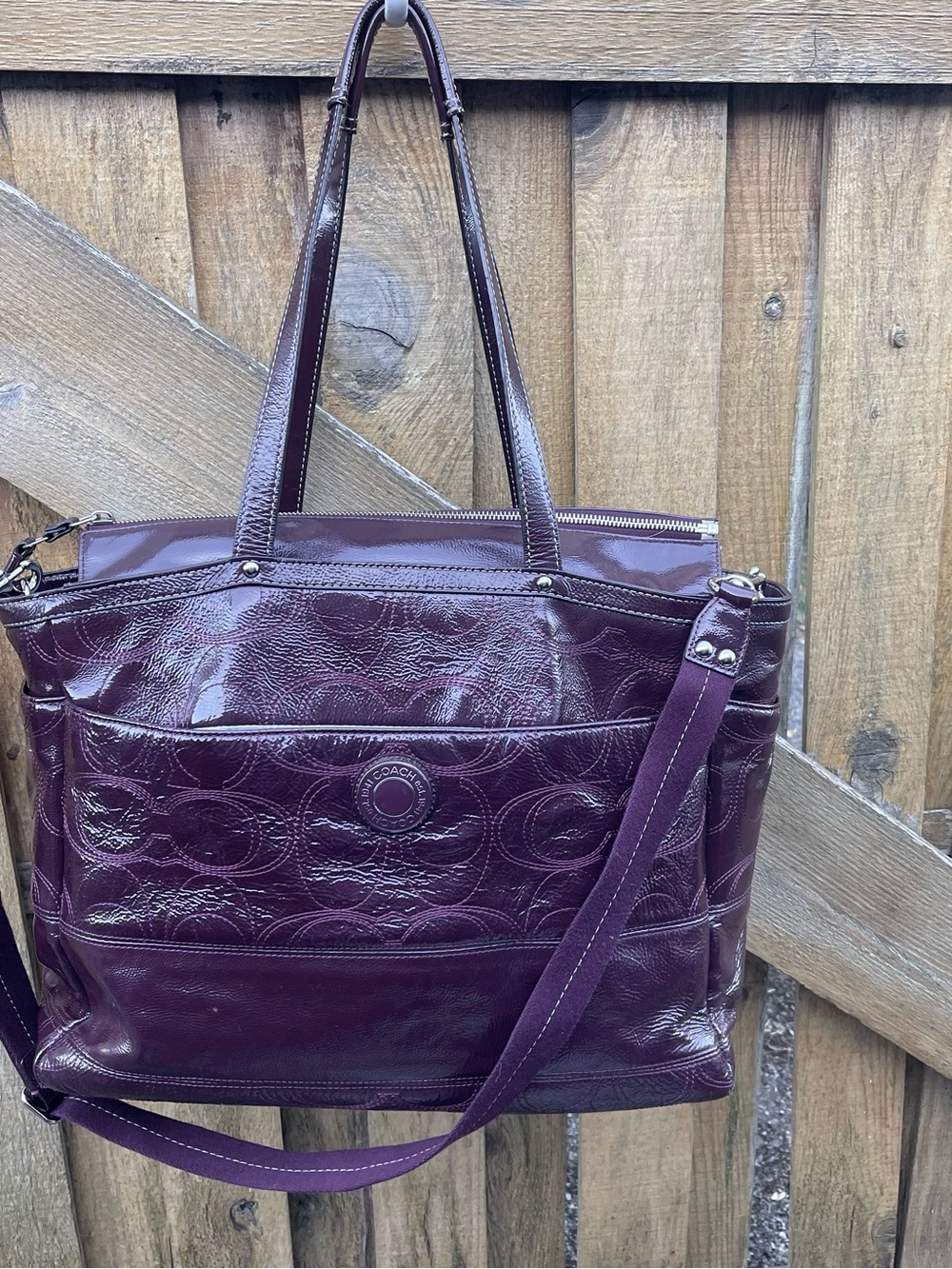 Coach F19256 XL multi function tote/diaper bag Plum
